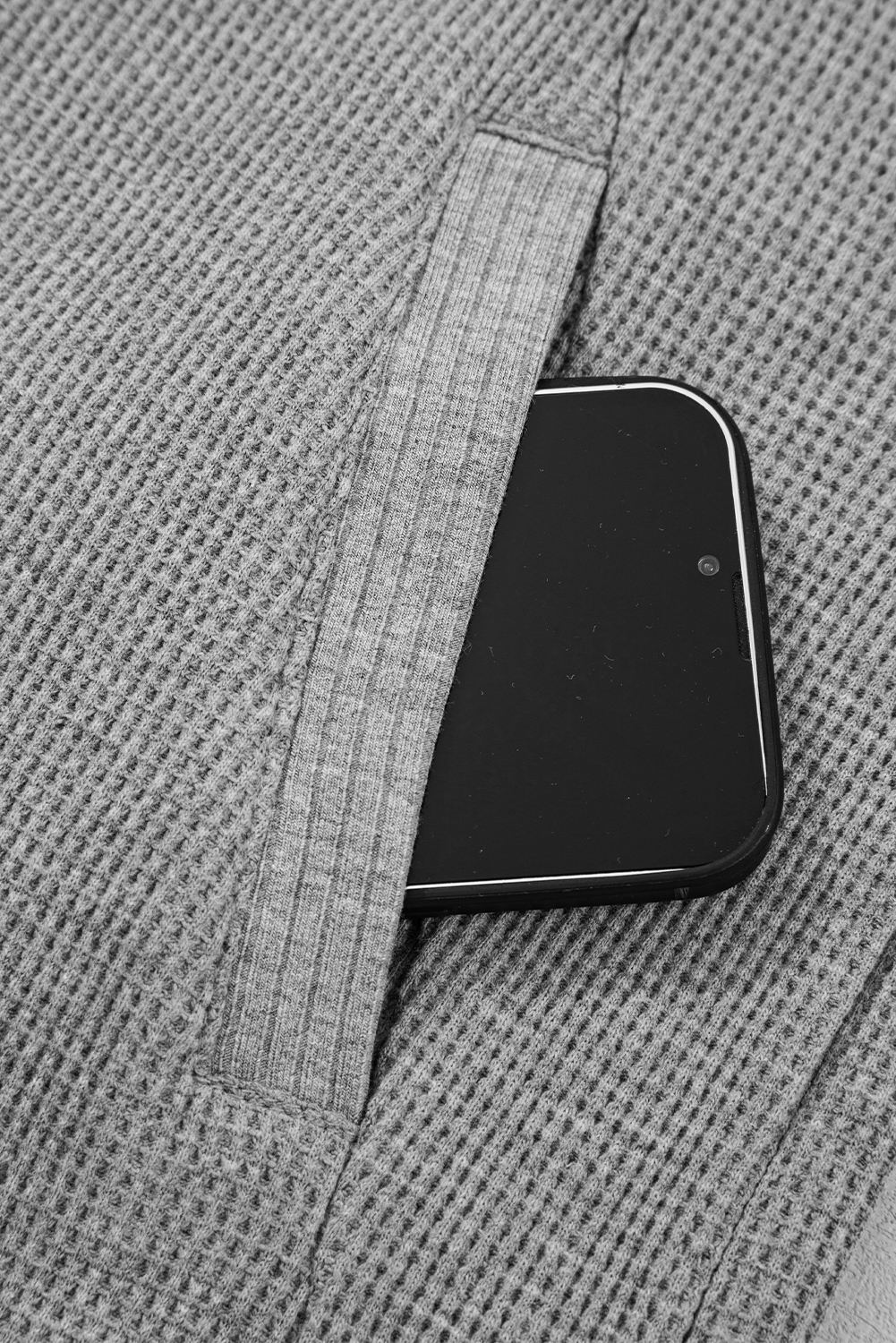 Burgundy Waffle Splicing Zip Up Front Button Hooded Jacket