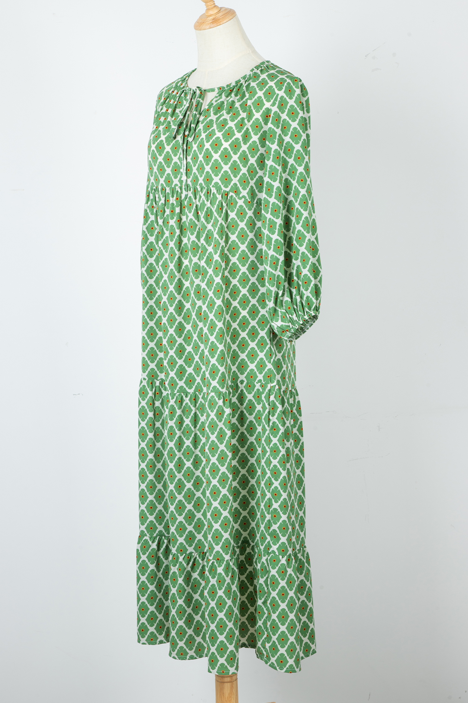 Sky Blue Boho Printed Half Sleeve Maxi Dress