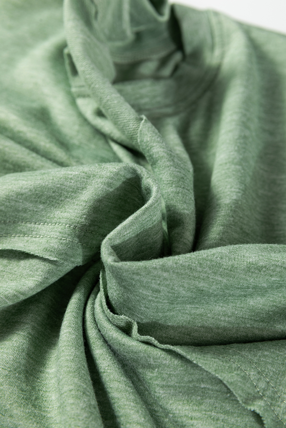 Myosotis Notched Neck Terry Raw Hem Long Sleeve Top