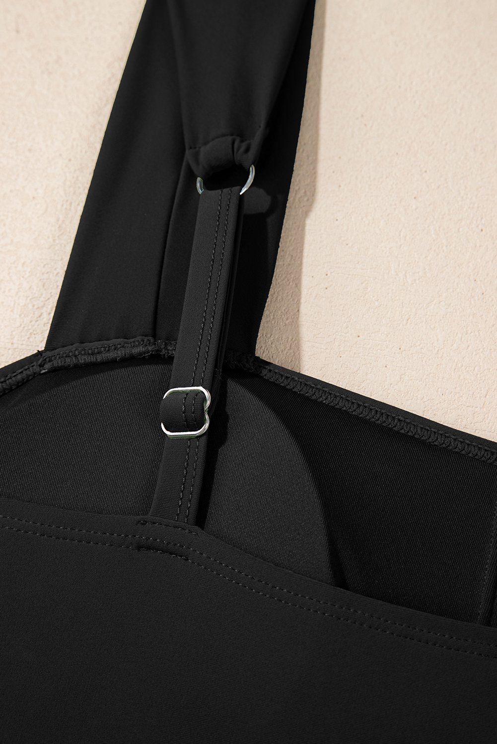 Black Square Neck Ruched Tommy Control One Piece Swimsuit