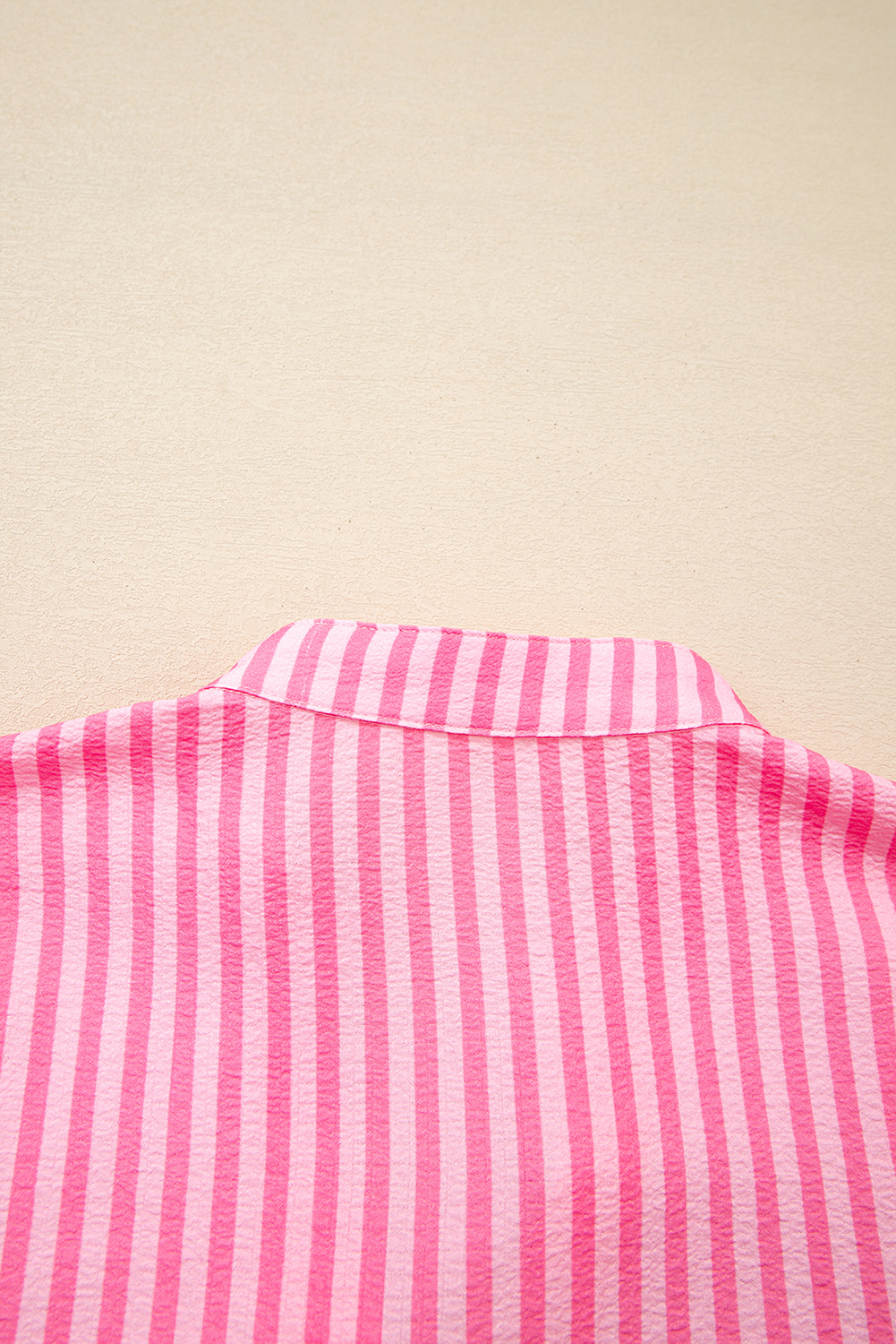 Pink Stripe Flare Sleeve Half Placket Tiered Flowy Mini Dress