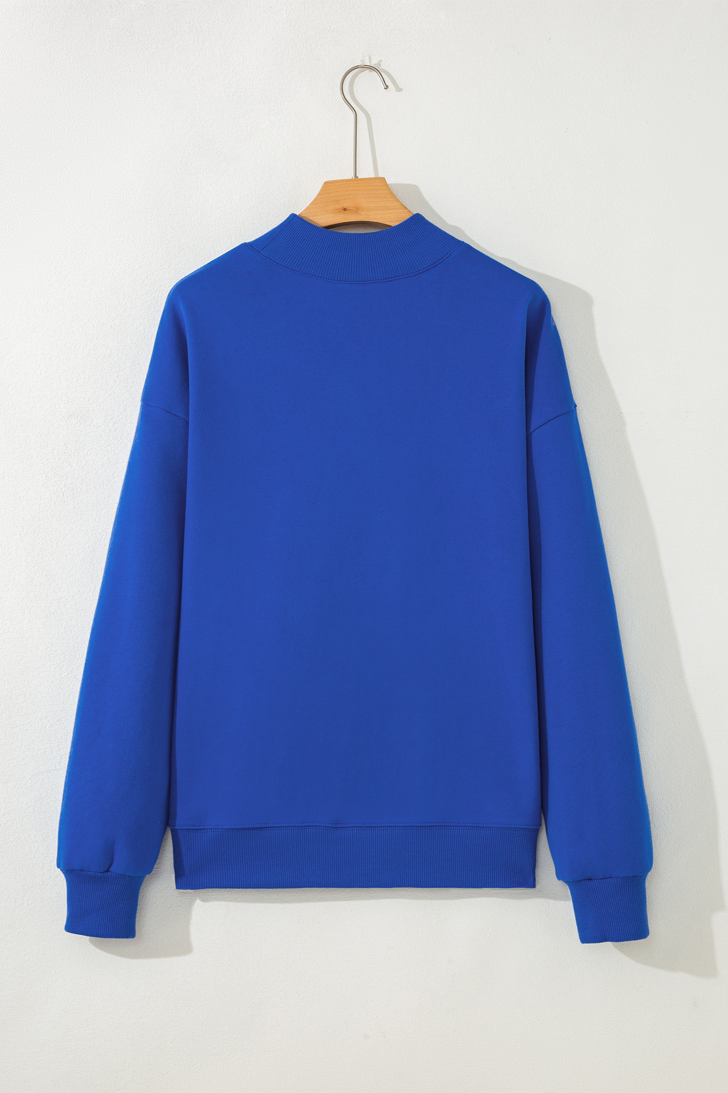 Dark Blue JESUS Playful Leopard Letter Print Mock Neck Sweatshirt