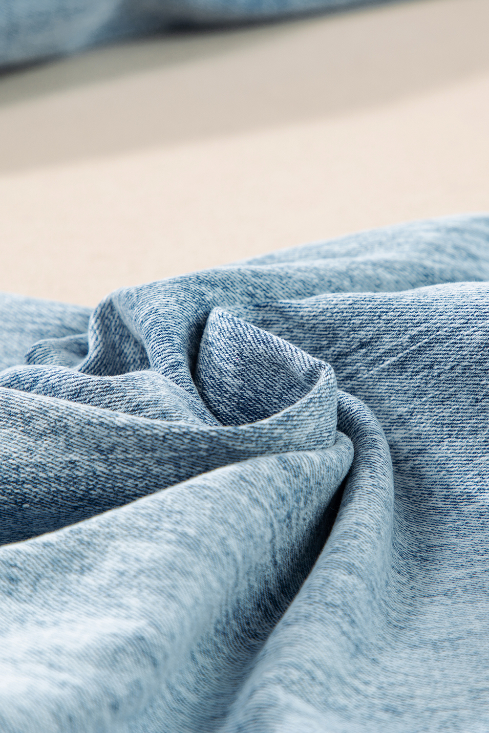 Myosotis Mineral Wash Drawstring Elastic Waistband Loose Straight Denim Pants