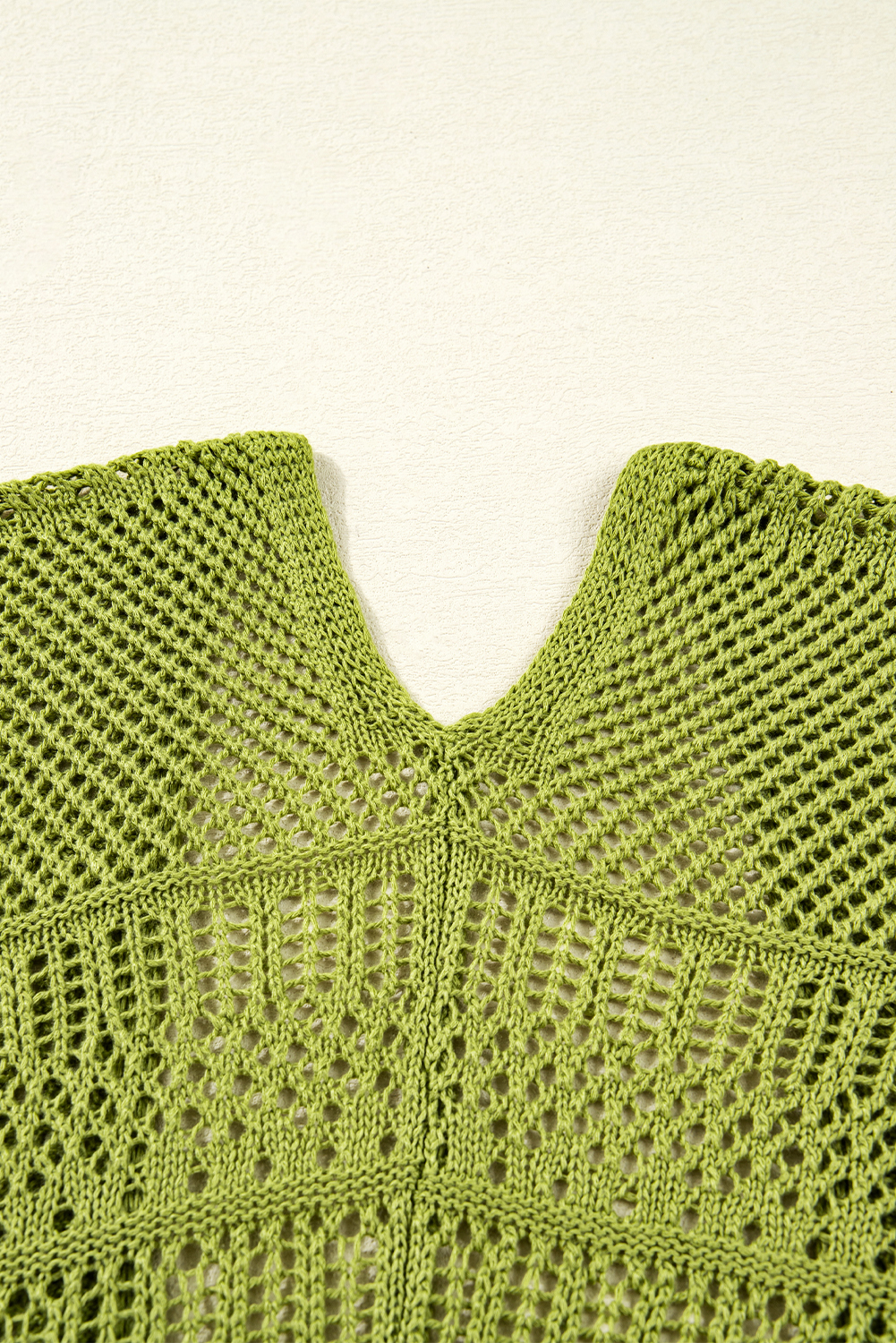 Spinach Green Oversize Crochet Knit Open Cardigan