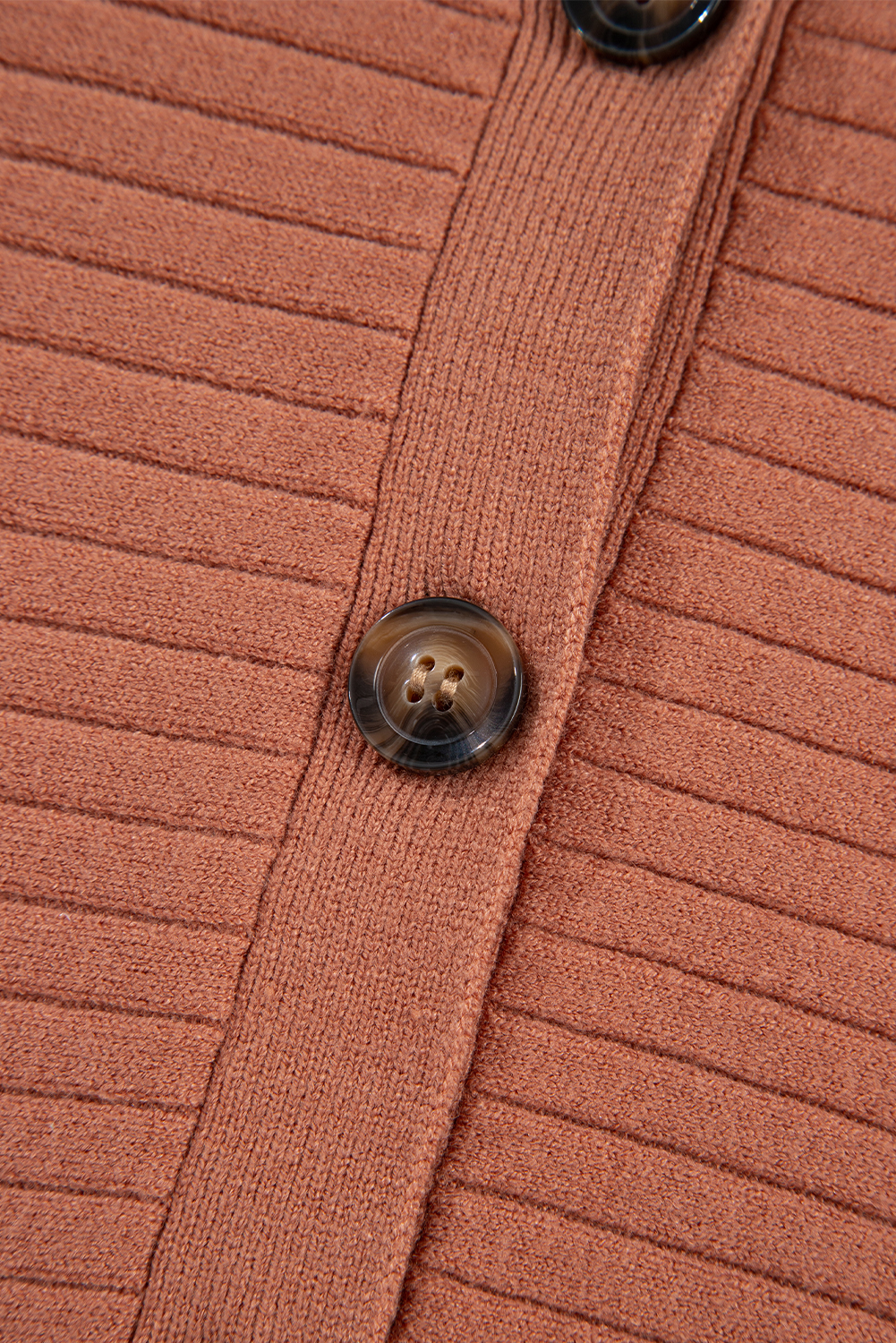 Apricot Pink Wide Rib Knit Button Front Dolman Sleeve Sweater Cardigan