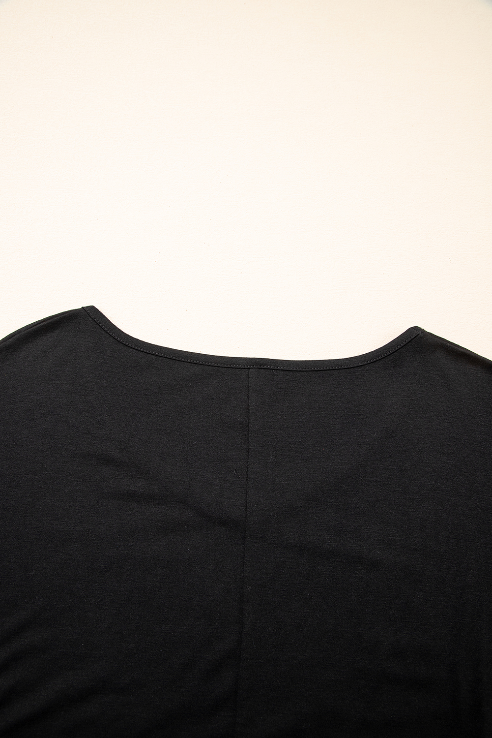Sail Blue Solid Colour V-Neck Double Layer Sleeve Loose T-Shirt