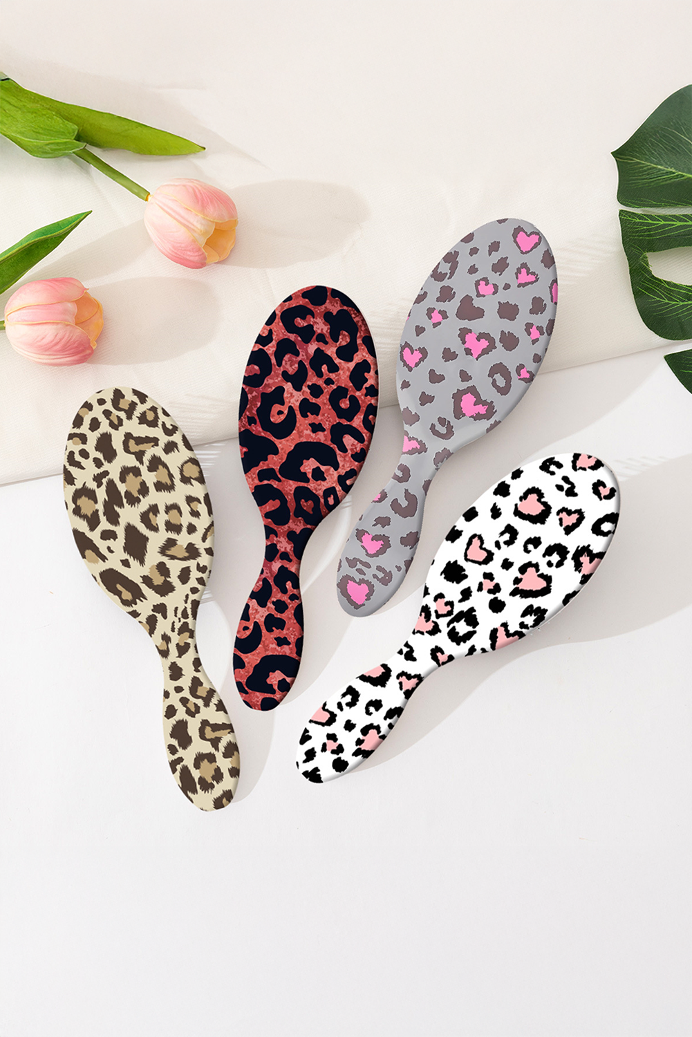 White Sweet Leopard Pattern Hair Care Comb