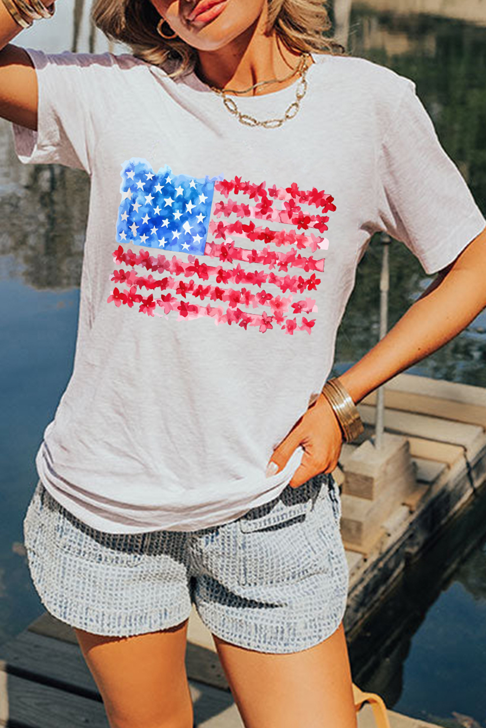 White Flag Graphic Crew Neck Tee