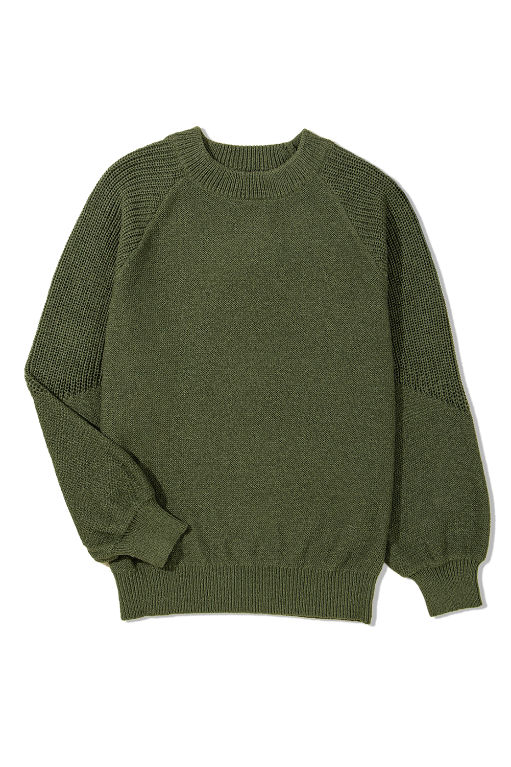 Vineyard Green Chunky Knit Raglan Sleeve Pullover Sweater