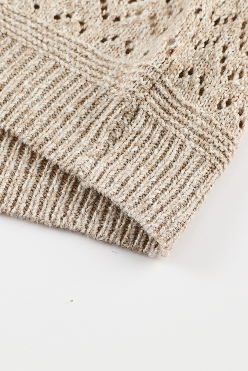 Sky Blue Eyelet Pattern Detail V Neck Drop Shoulder Sweater