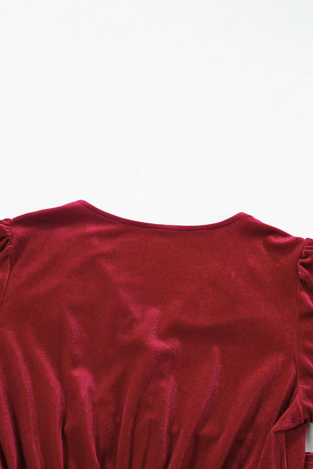 Dearlove Racing Red Velvet Buttoned Puff Sleeve V Neck Split Midi Dress