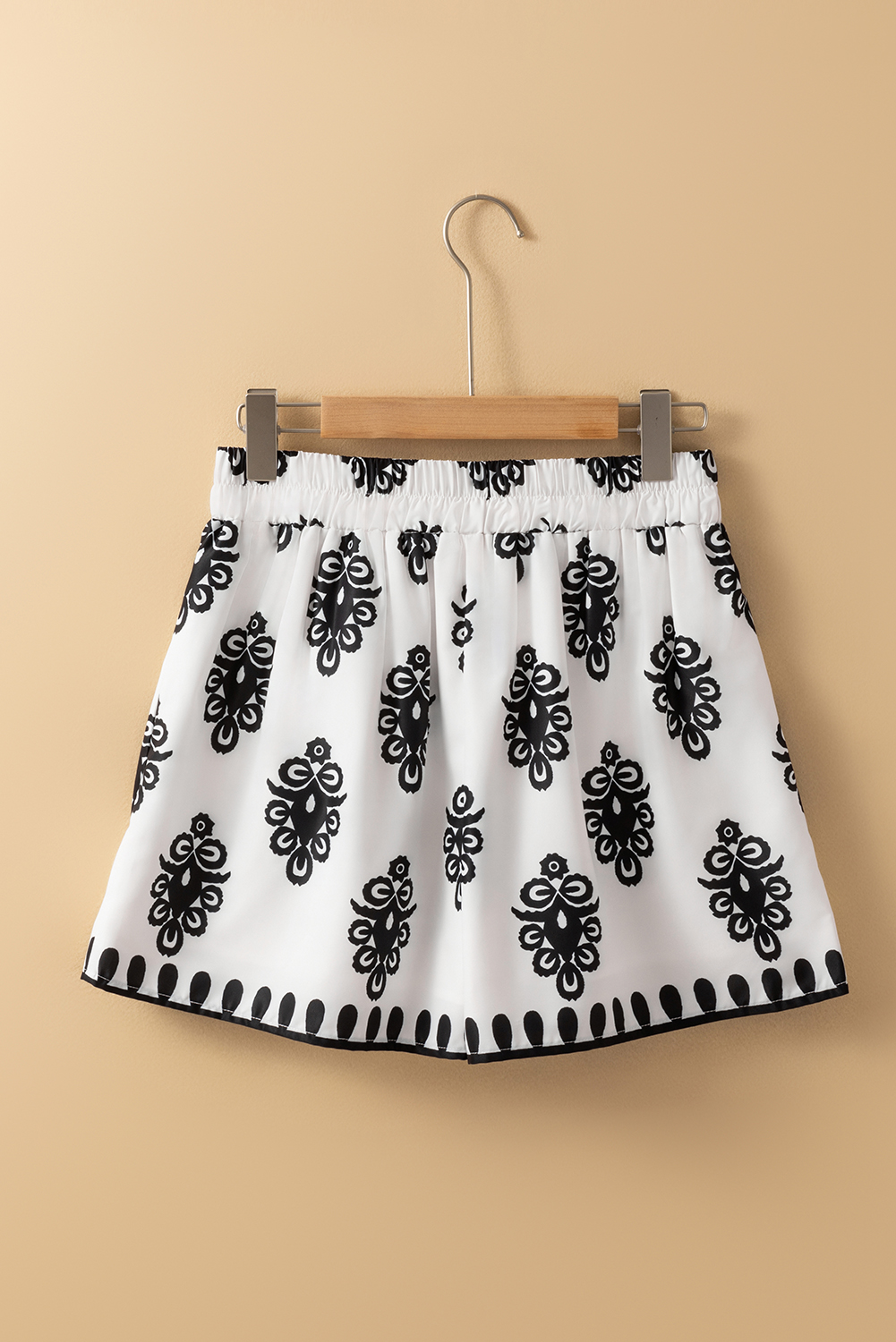 Beige Geometric Printed Sleeveless Hollowed Bowknot Back Mini Dress