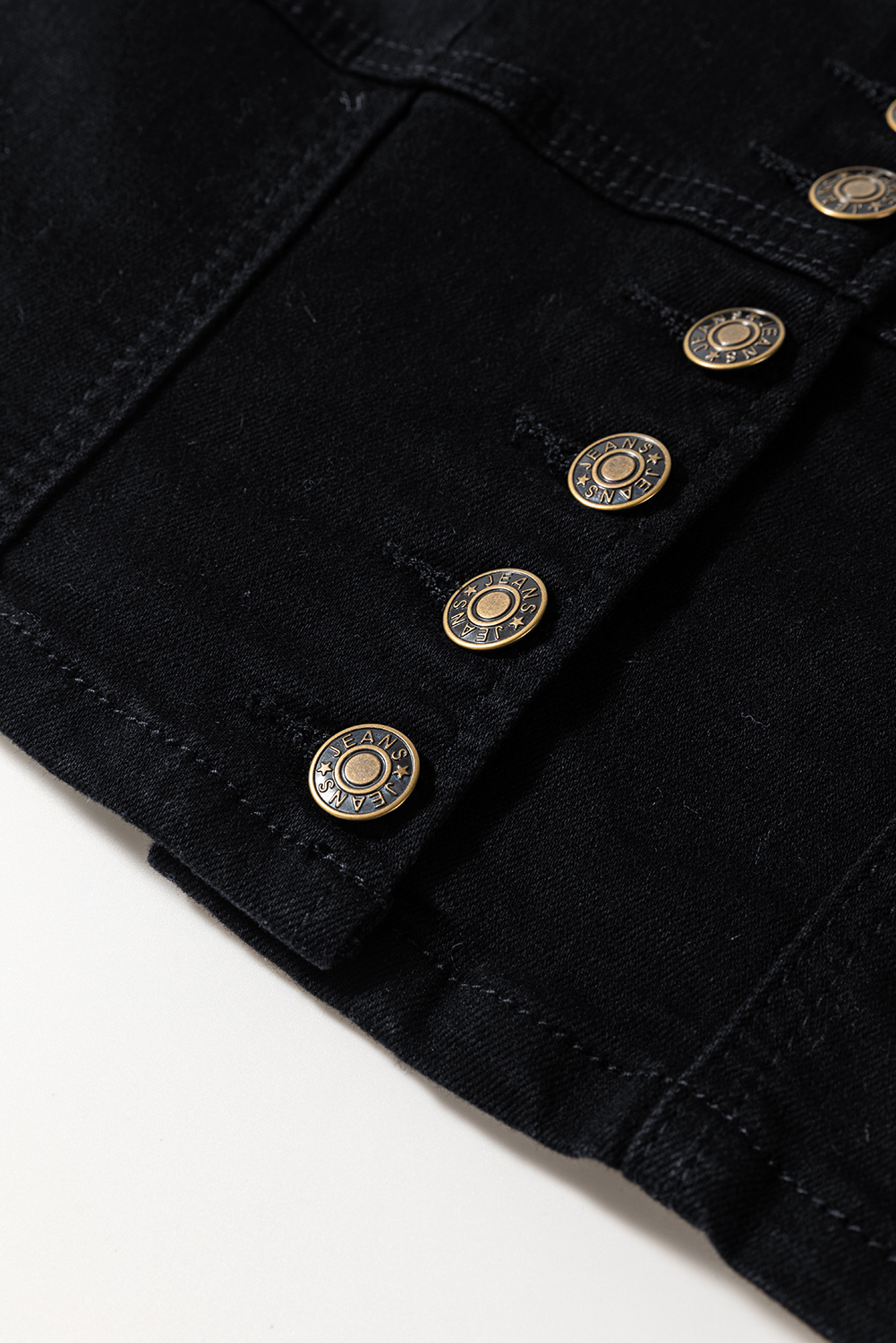 Black Acid Wash Buttoned Cropped Slim Denim Tank Top