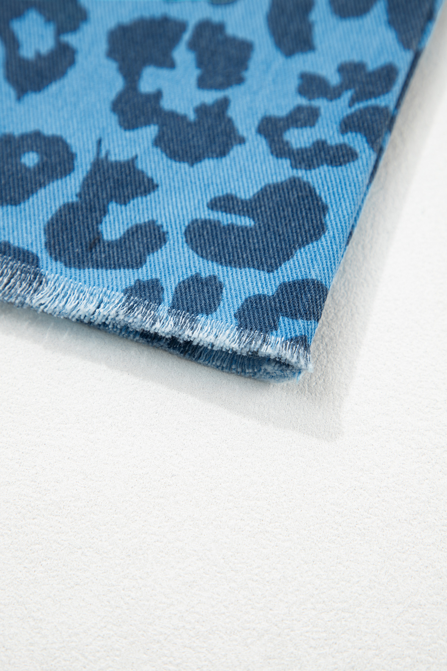 Brown Leopard Denim Frayed Split Denim Midi Skirt