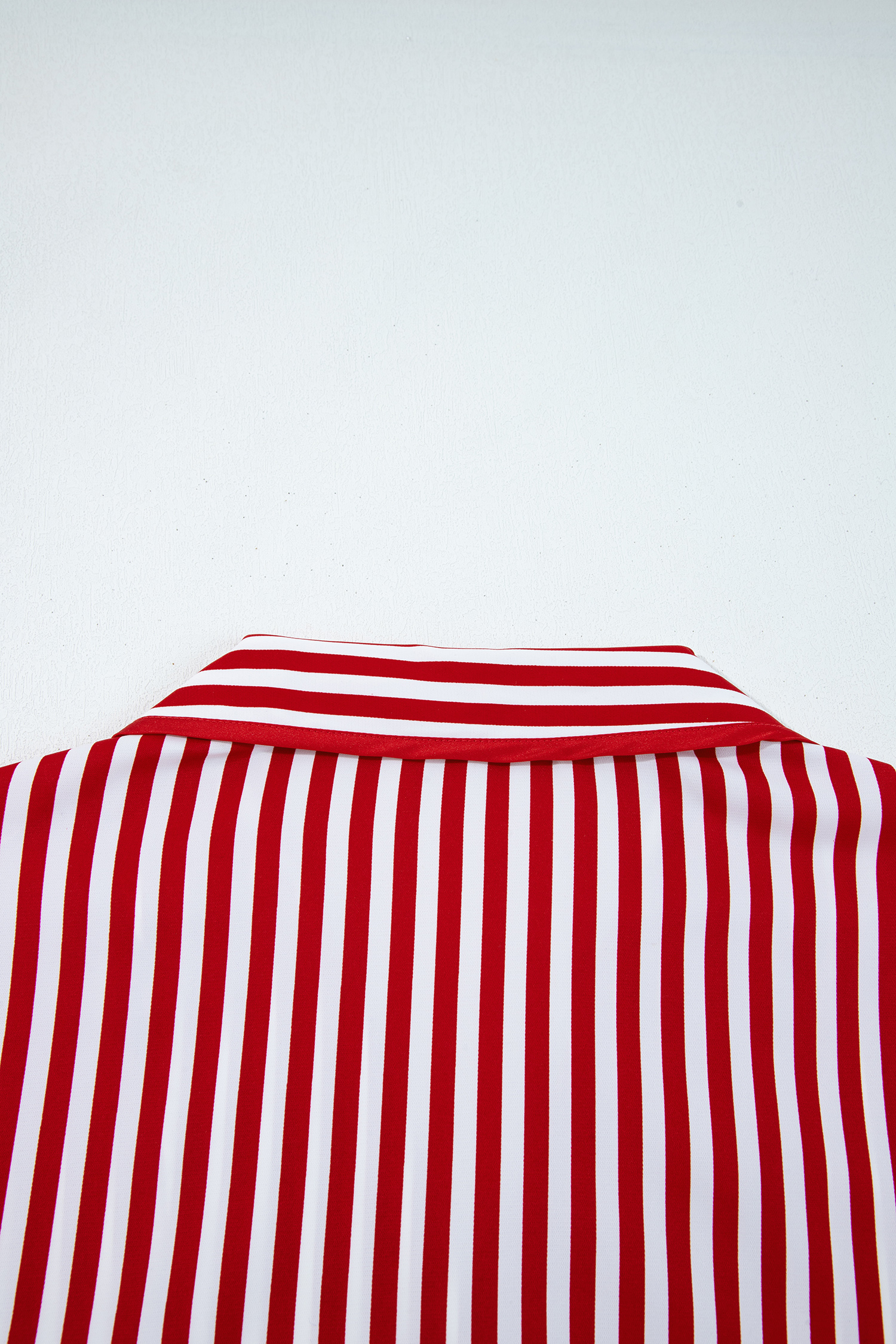 Red Stripe Contrast Velvet Trim Bow Knot Waist 2pcs Pajama Set