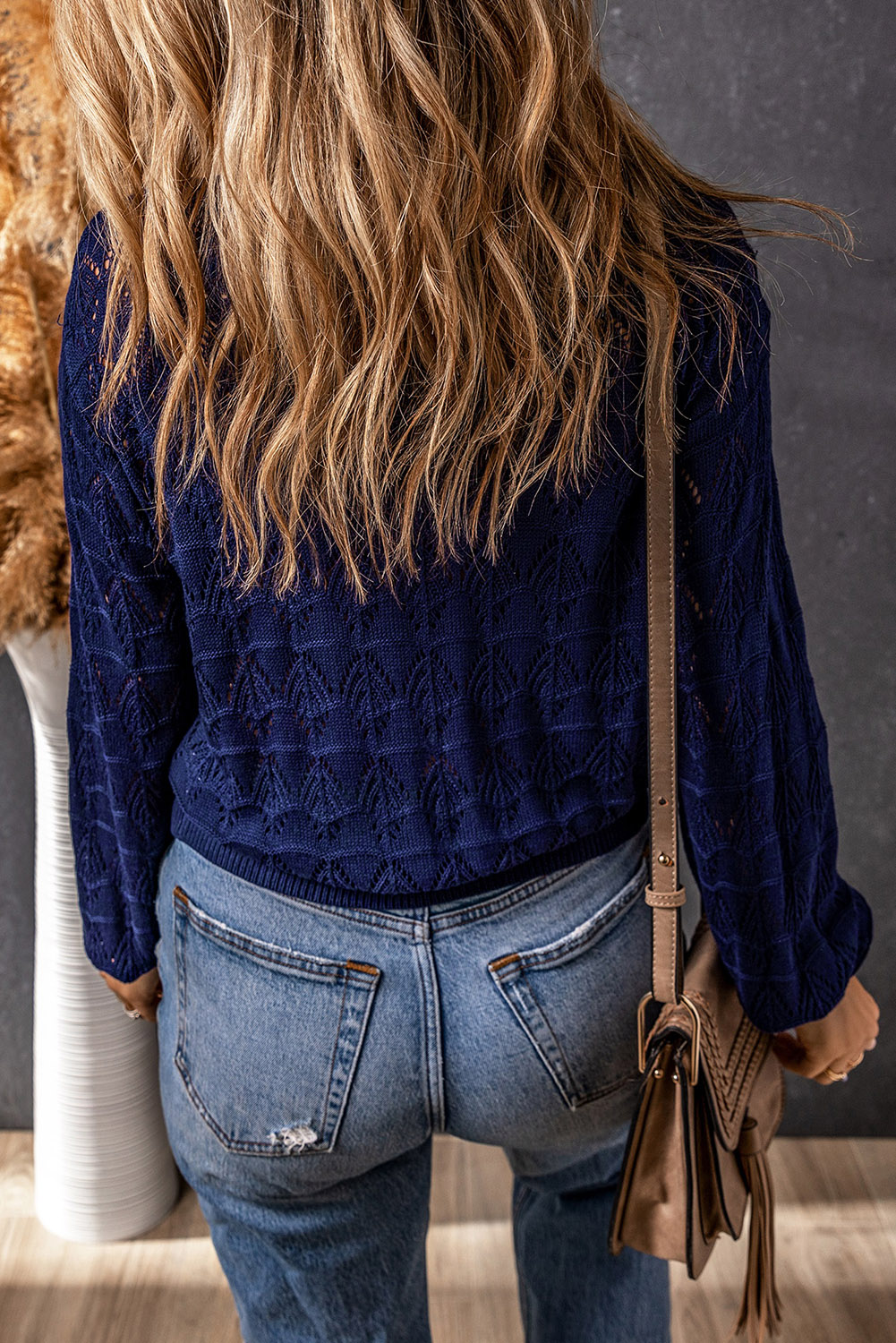 Fiery Red Lightweight Buttoned Front Crochet Cardigan