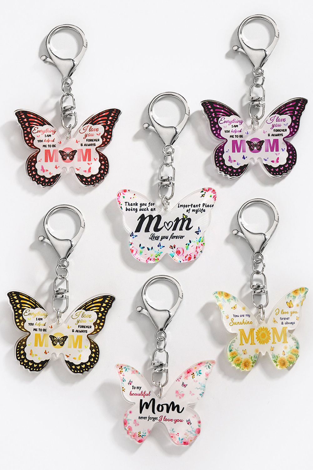 Yellow MOM Butterfly Shape Acrylic Keychain