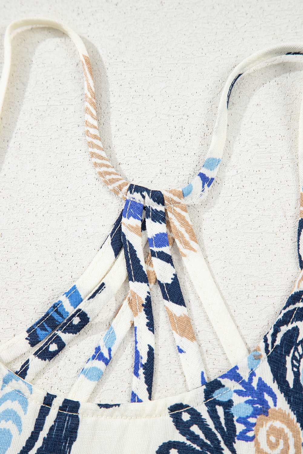 Blue Bohemian Fashion Print Spaghetti Straps Loose Tank