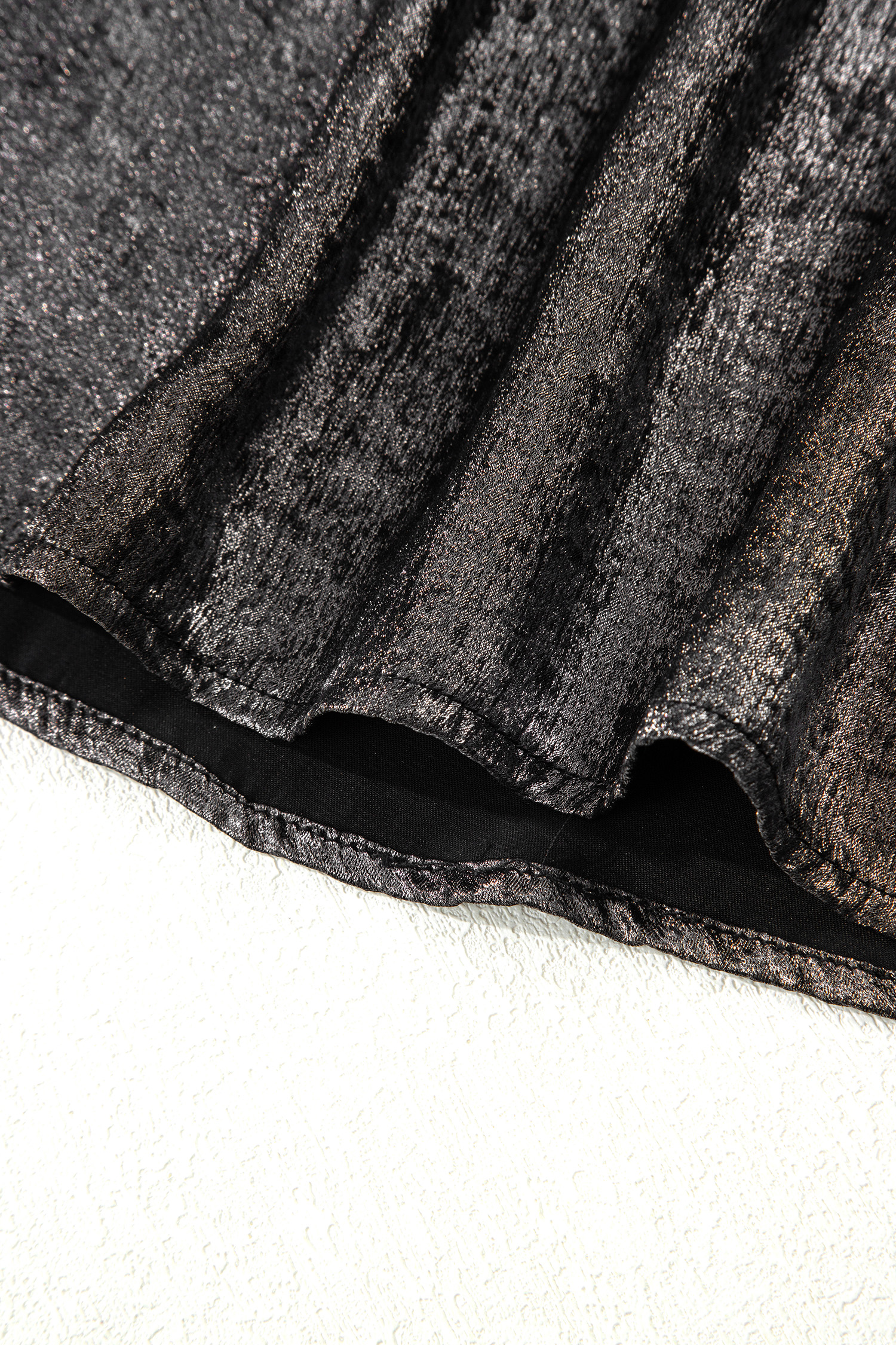 Apricot Metallic Round Neck Smocked Long Sleeve Blouse