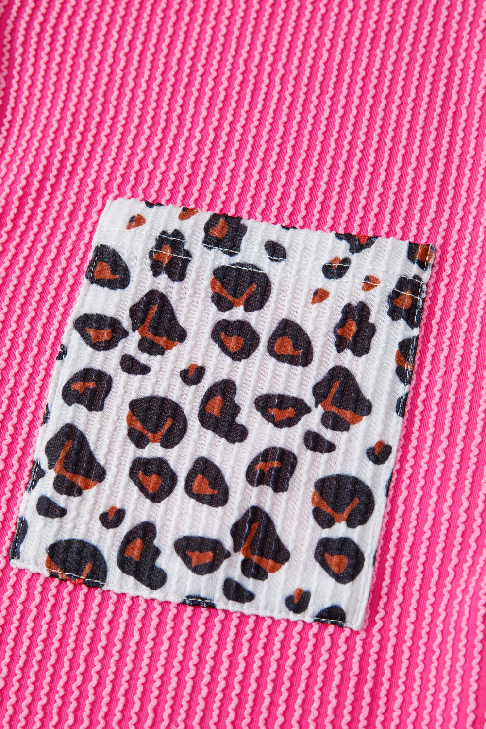 Dark Khaki Leopard Patched Twisted Ribbed Western Casual Shacket