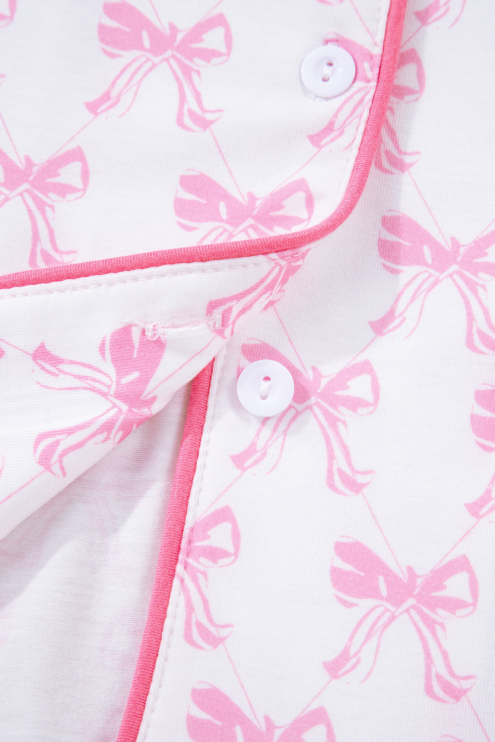 Sky Blue Bow Print Long Sleeve Shirt and Pants Soft Pajama Set