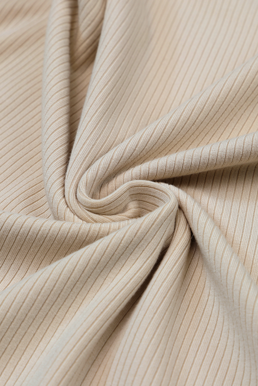 Gray Striped Mesh Long Sleeve Crewneck Ribbed Top