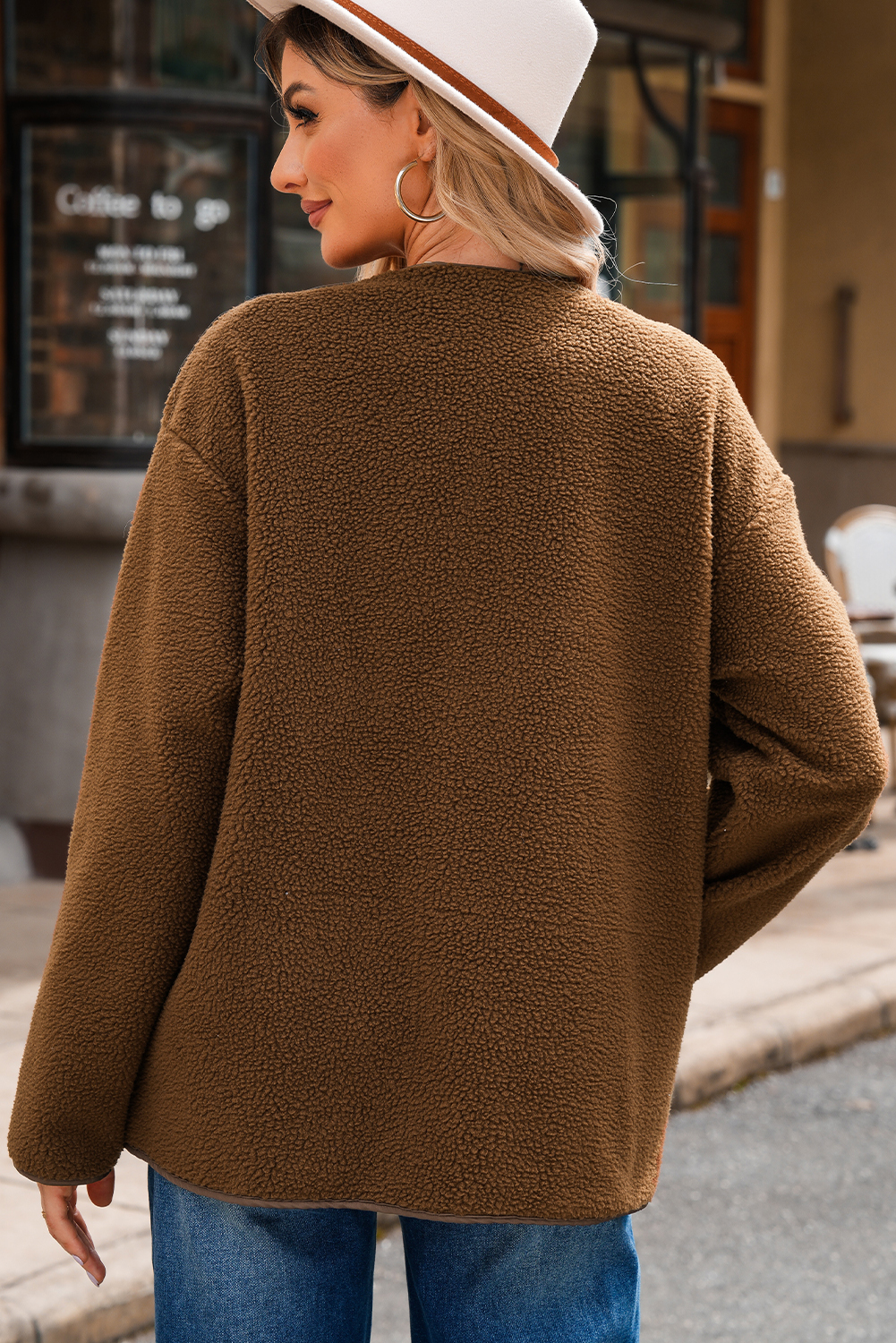 Apricot Toggle Button Teddy Coat