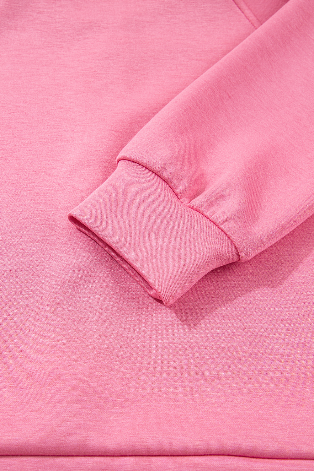 Pink Solid Color Zip Up Hoodie Drawstring Loose Pants Set