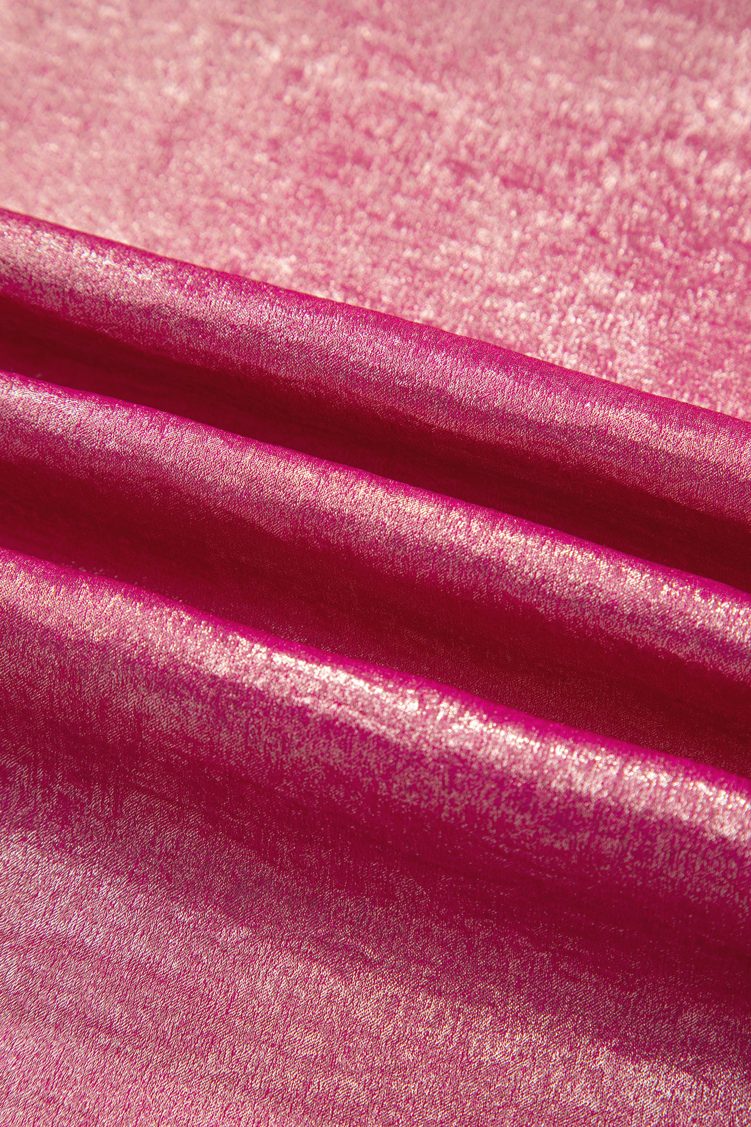 Apricot Metallic Round Neck Smocked Long Sleeve Blouse