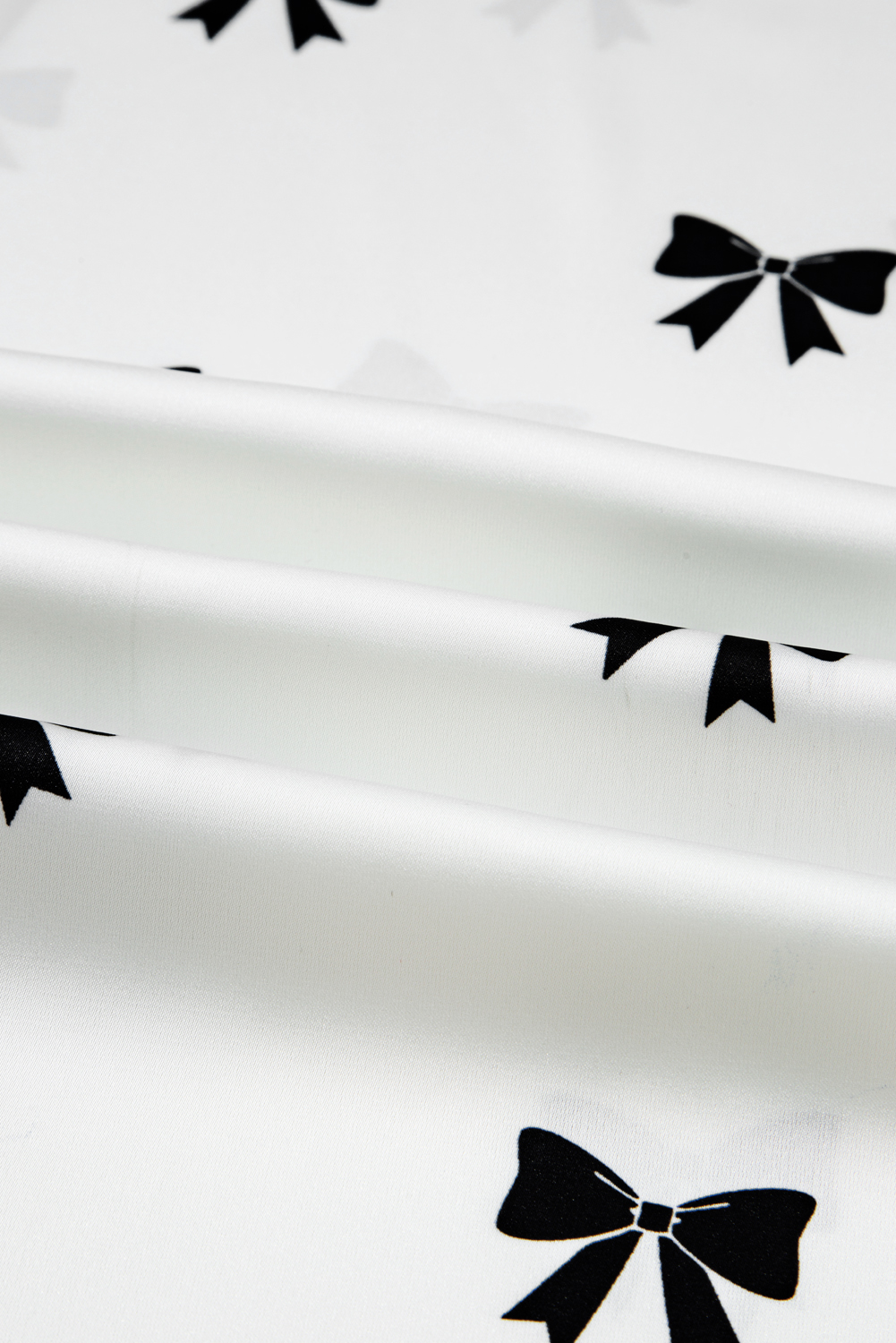 White Bows Print Two Piece Sleepwear