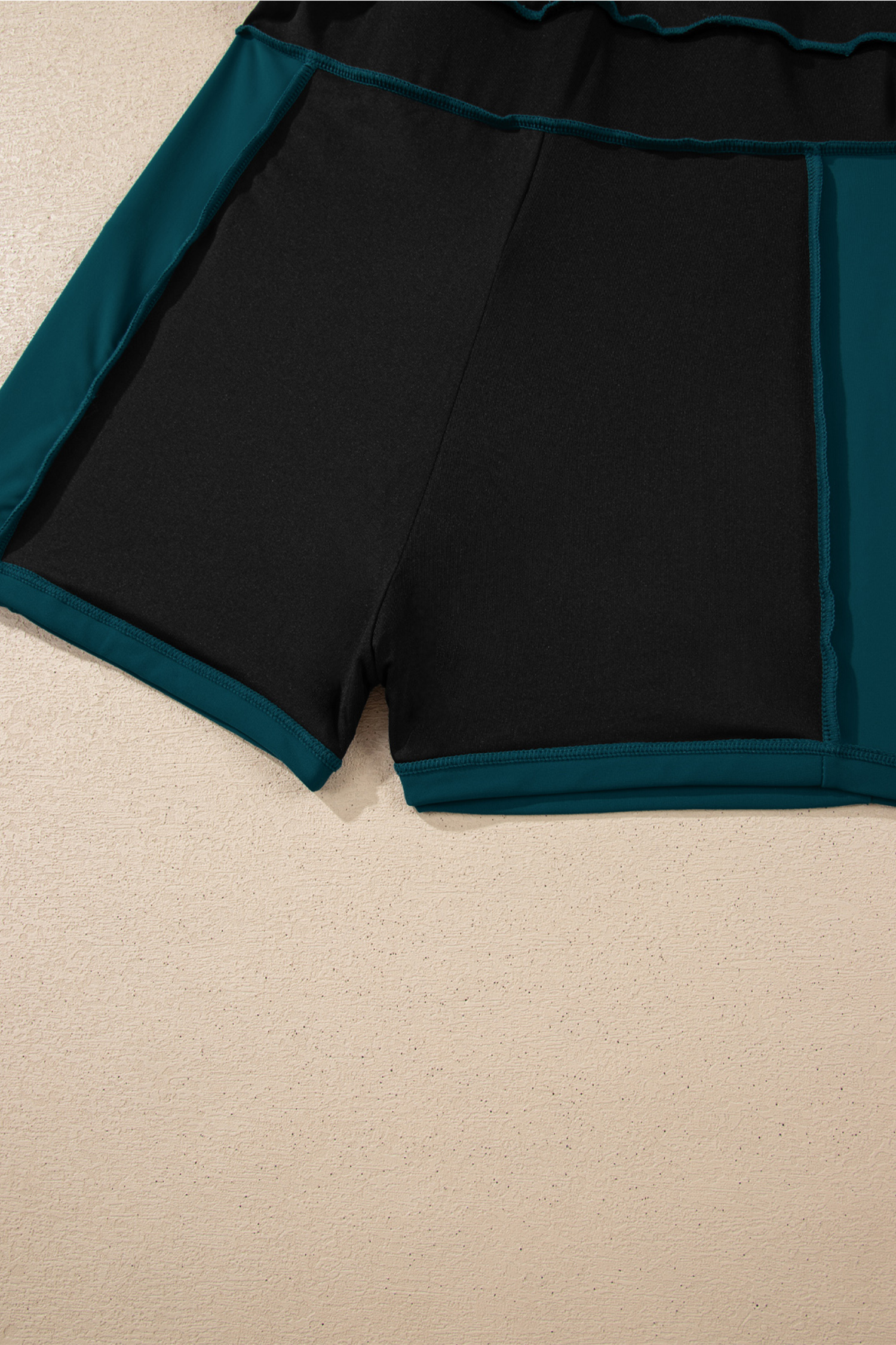 Bright Pink Contrast Edge Ruffled High Waist One Piece Swim Dress