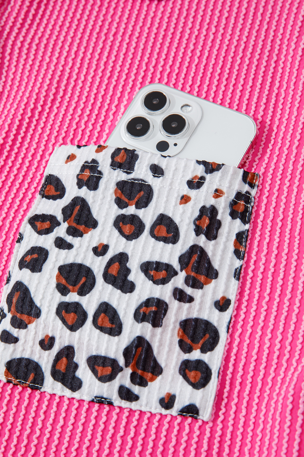 Dark Khaki Leopard Patched Twisted Ribbed Western Casual Shacket