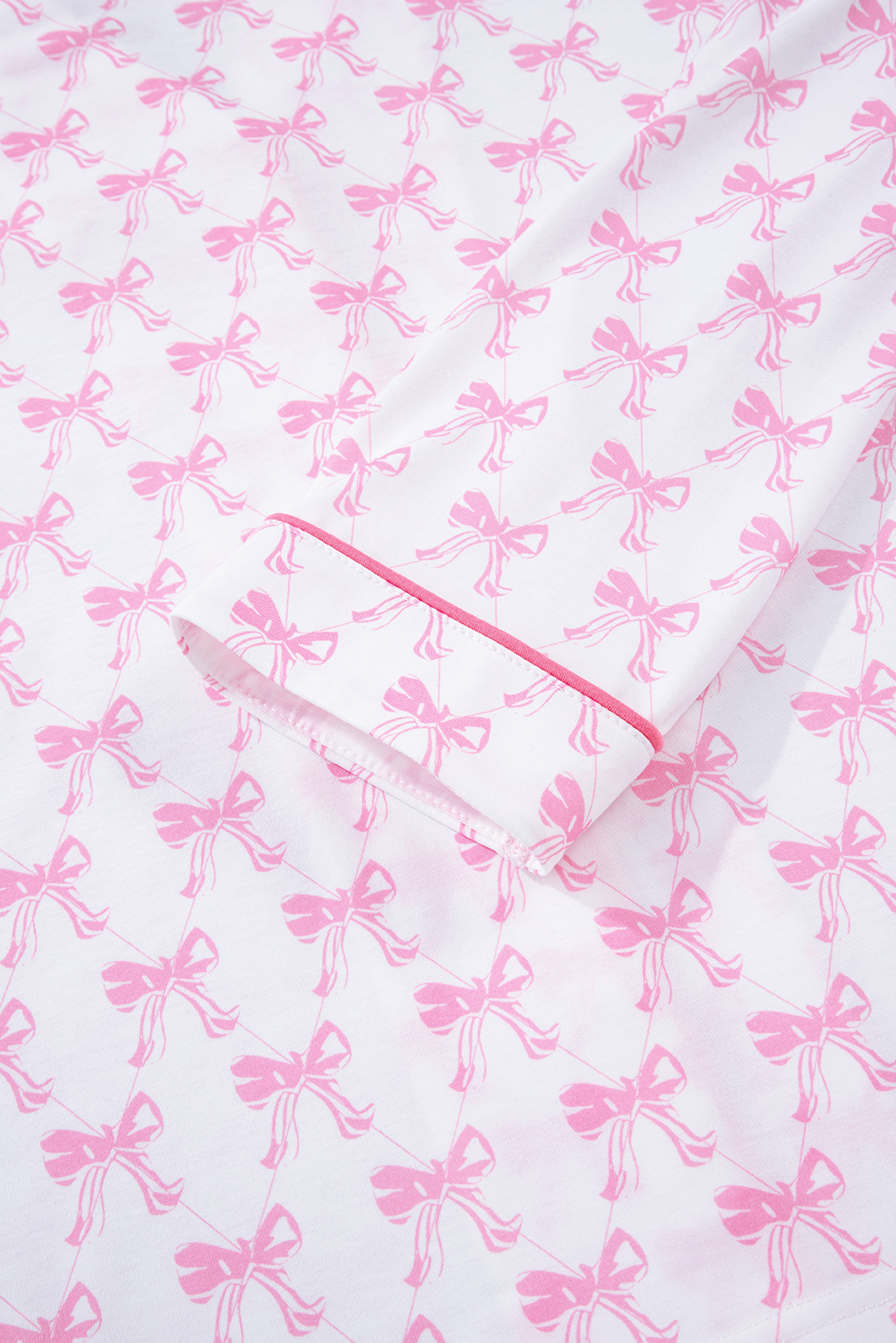 Sky Blue Bow Print Long Sleeve Shirt and Pants Soft Pajama Set