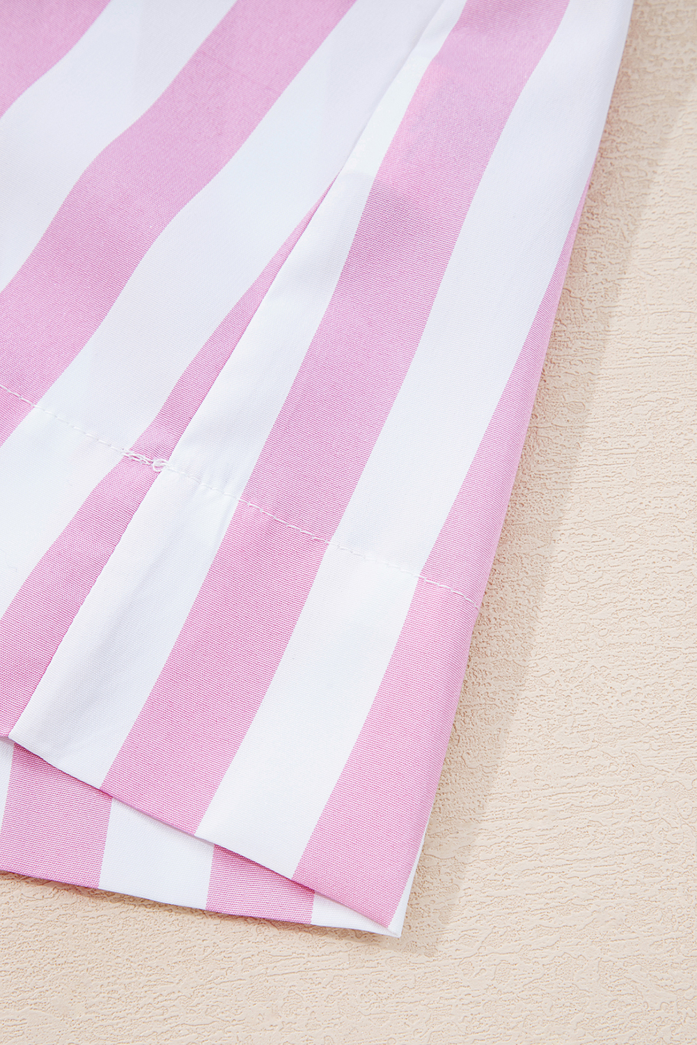 Rose Stripe Bracelet Sleeve Buttons Loose Mini Dress