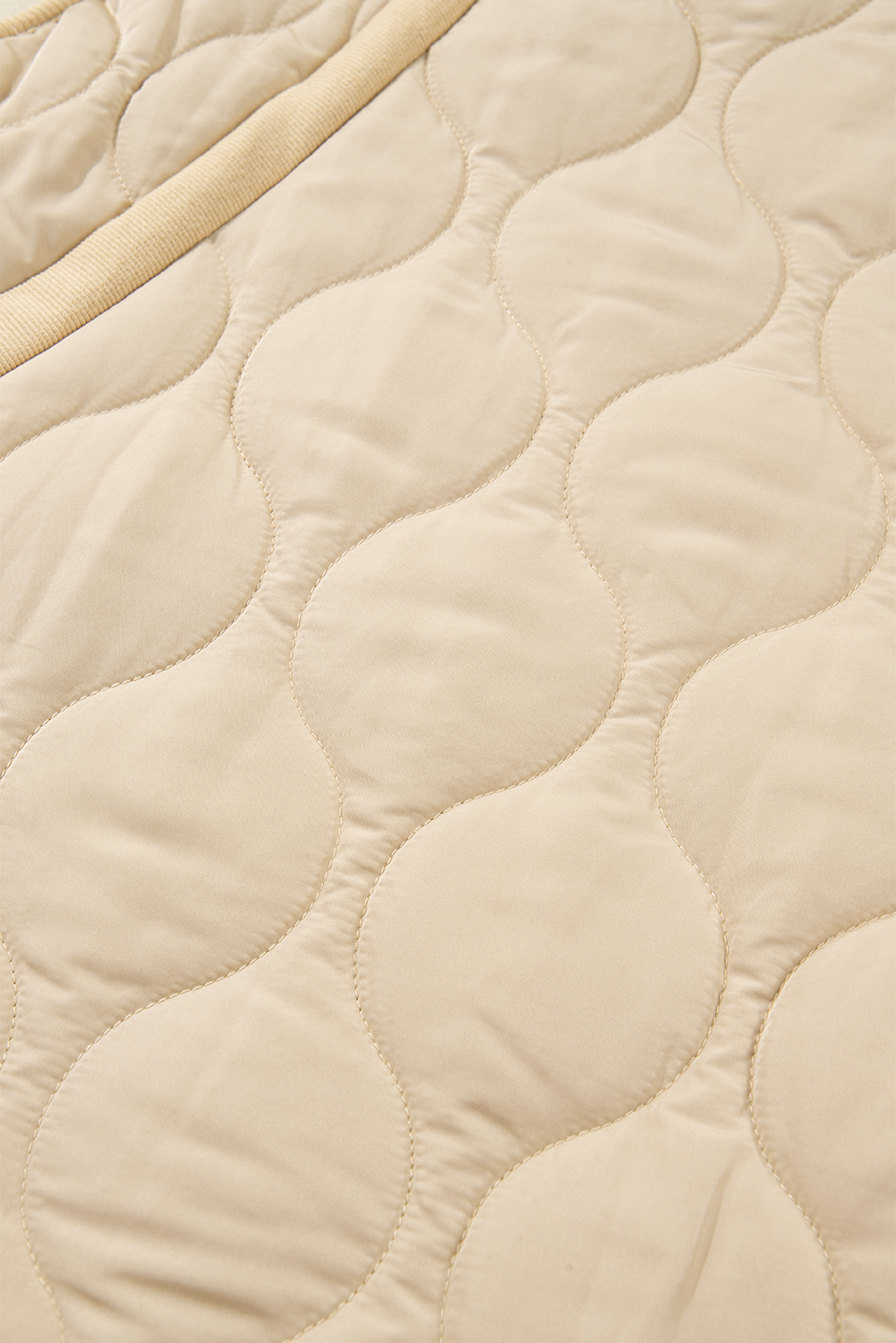 Pale Khaki Quilted Padded Casual Winter Jacket Vest with Fleece Lining