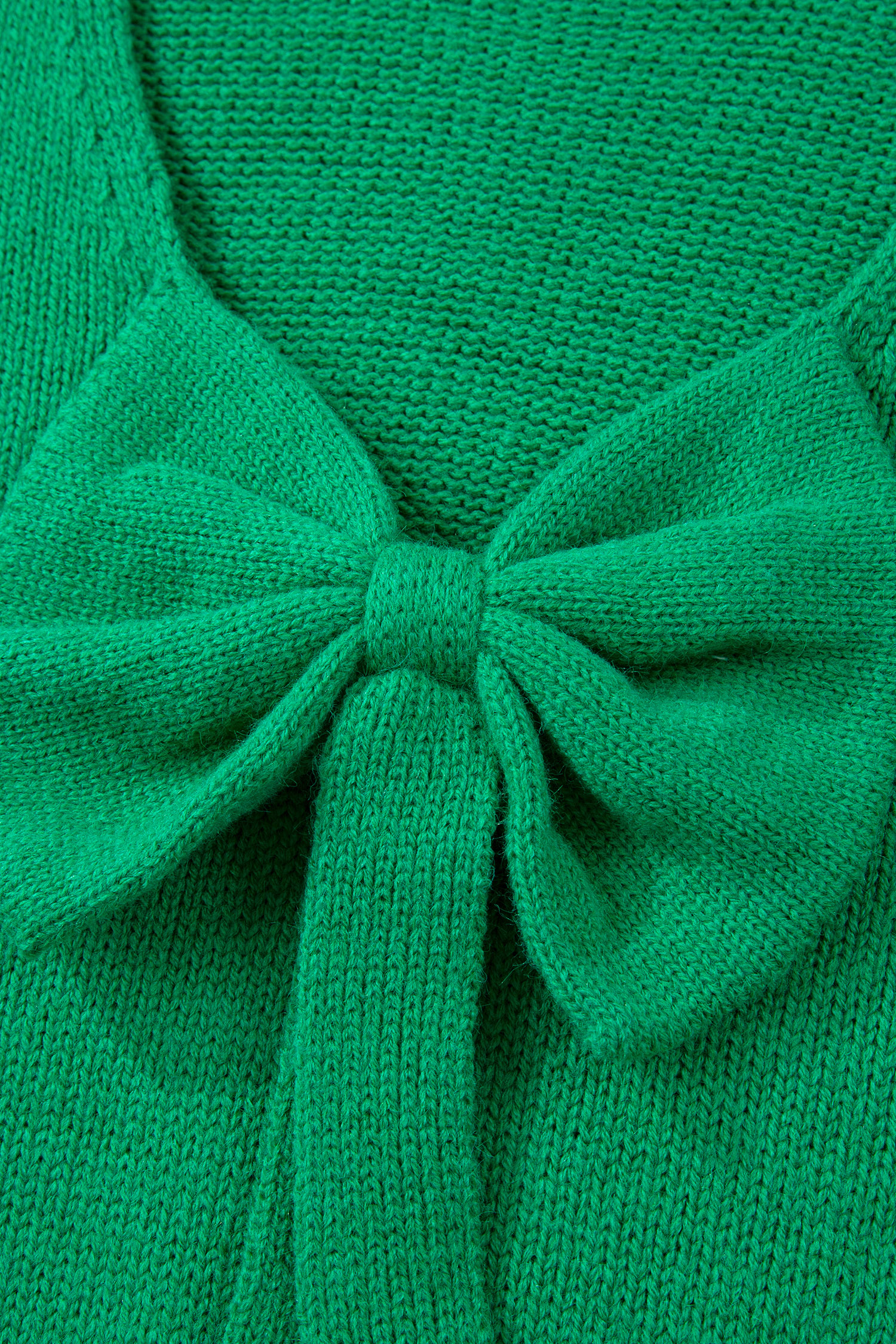 Bonbon Festive Bow Backless Bubble Sleeve Sweater