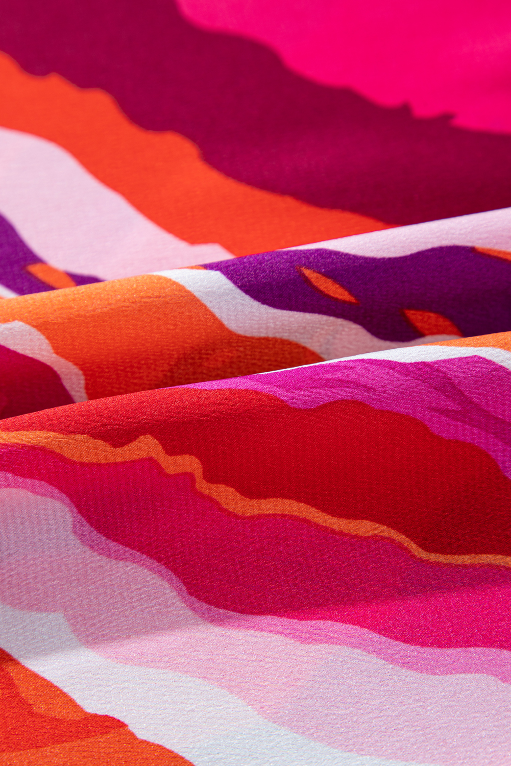 Rose Abstract Print Shirred Yoke Ruffled Blouse