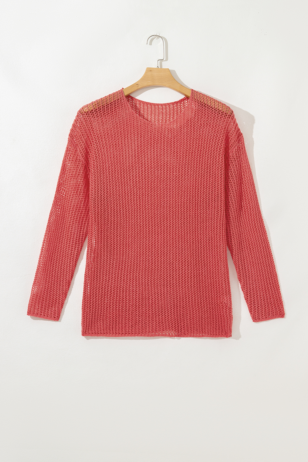 Coral Crochet Hollow-out Jumper Top Sweater