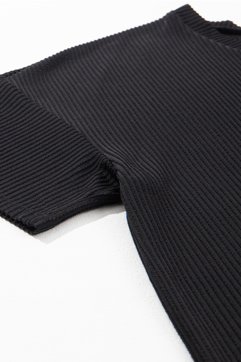 Black Textured V-Neck Dropped Shoulder Plus T-Shirt