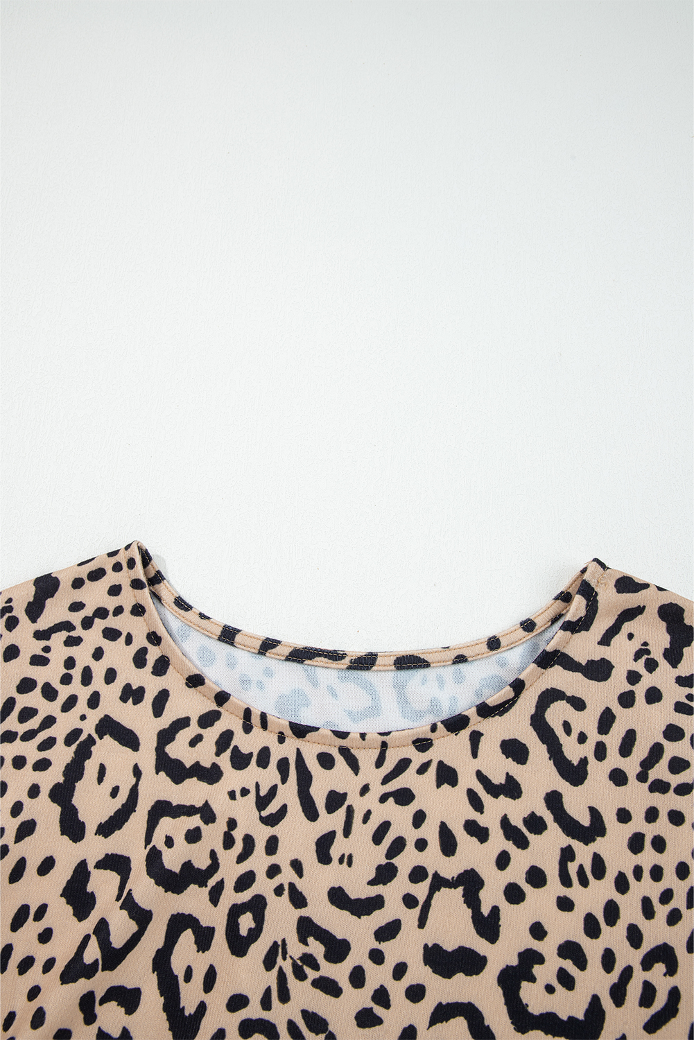 Khaki Leopard Print Long Batwing Sleeve Loose Top
