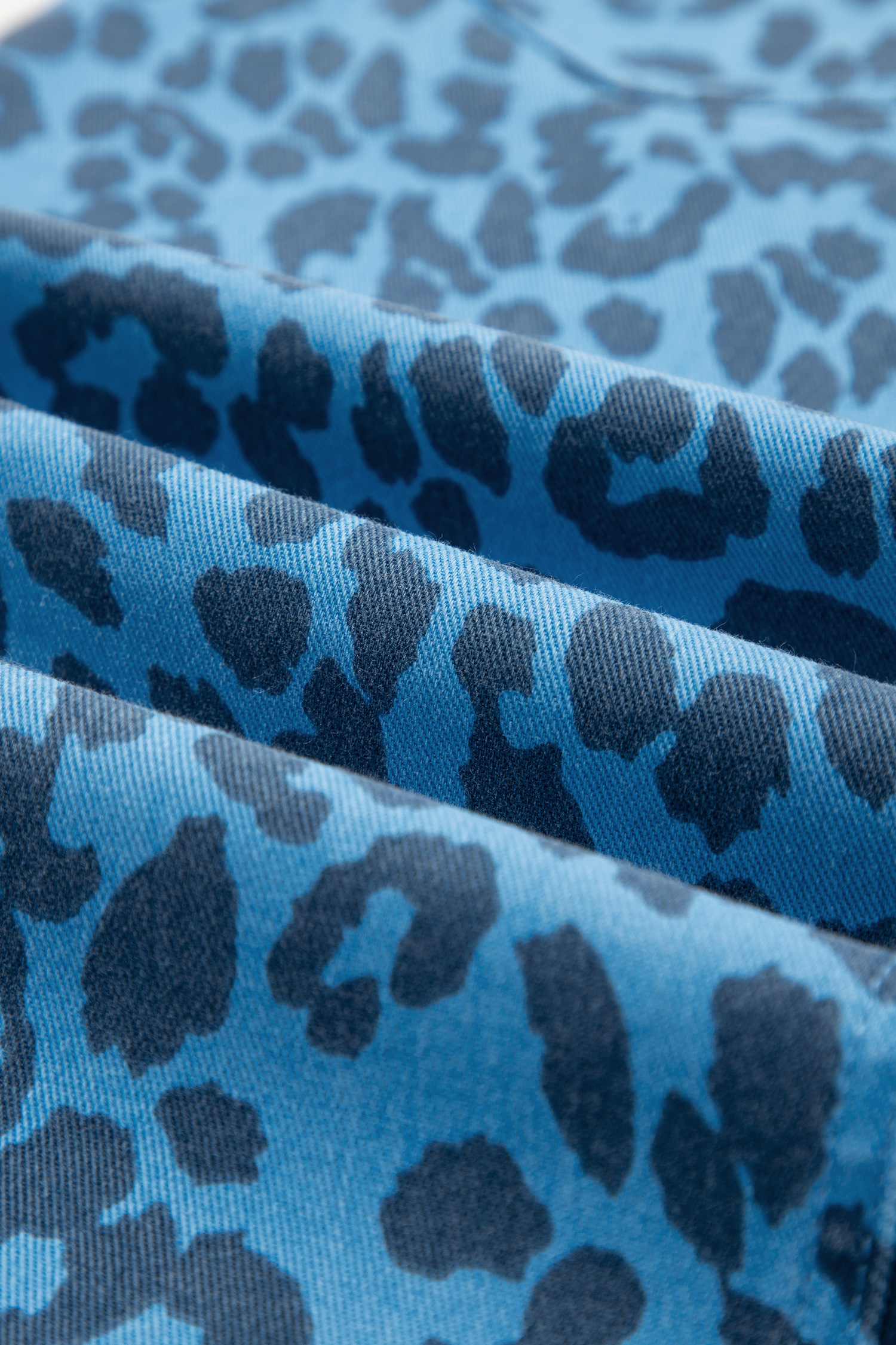 Brown Leopard Denim Frayed Split Denim Midi Skirt