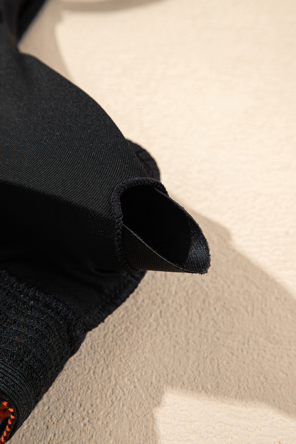 Sky Blue Ribbed Knit Tribal Contrast Detail 2pcs High Waist Swimsuit