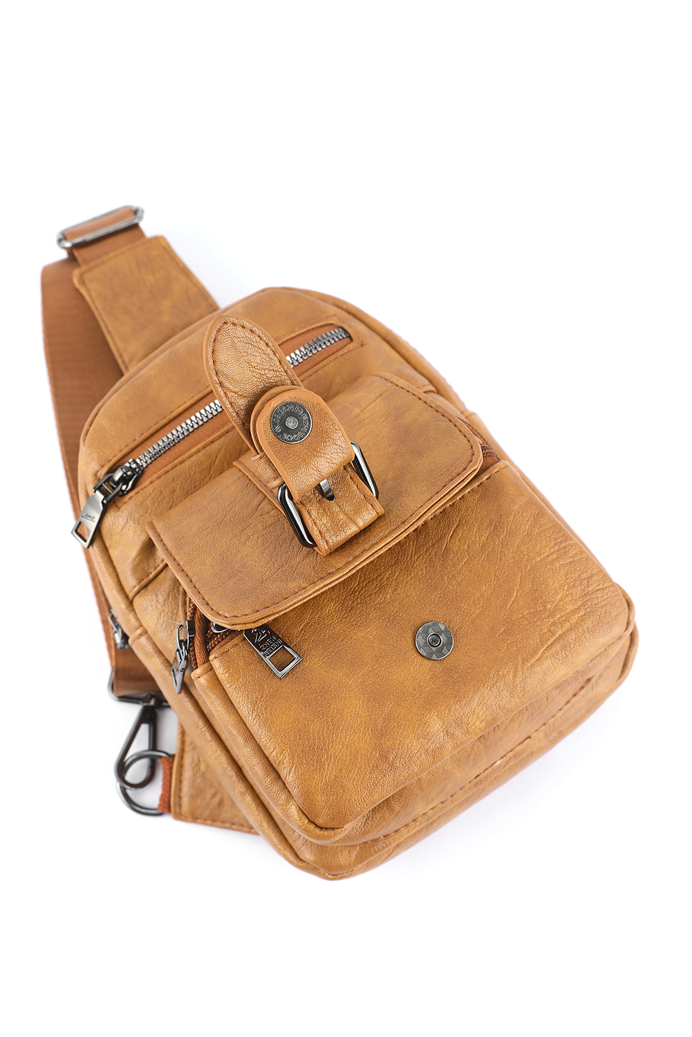 Khaki Vintage Multi Pockets Sling Bag