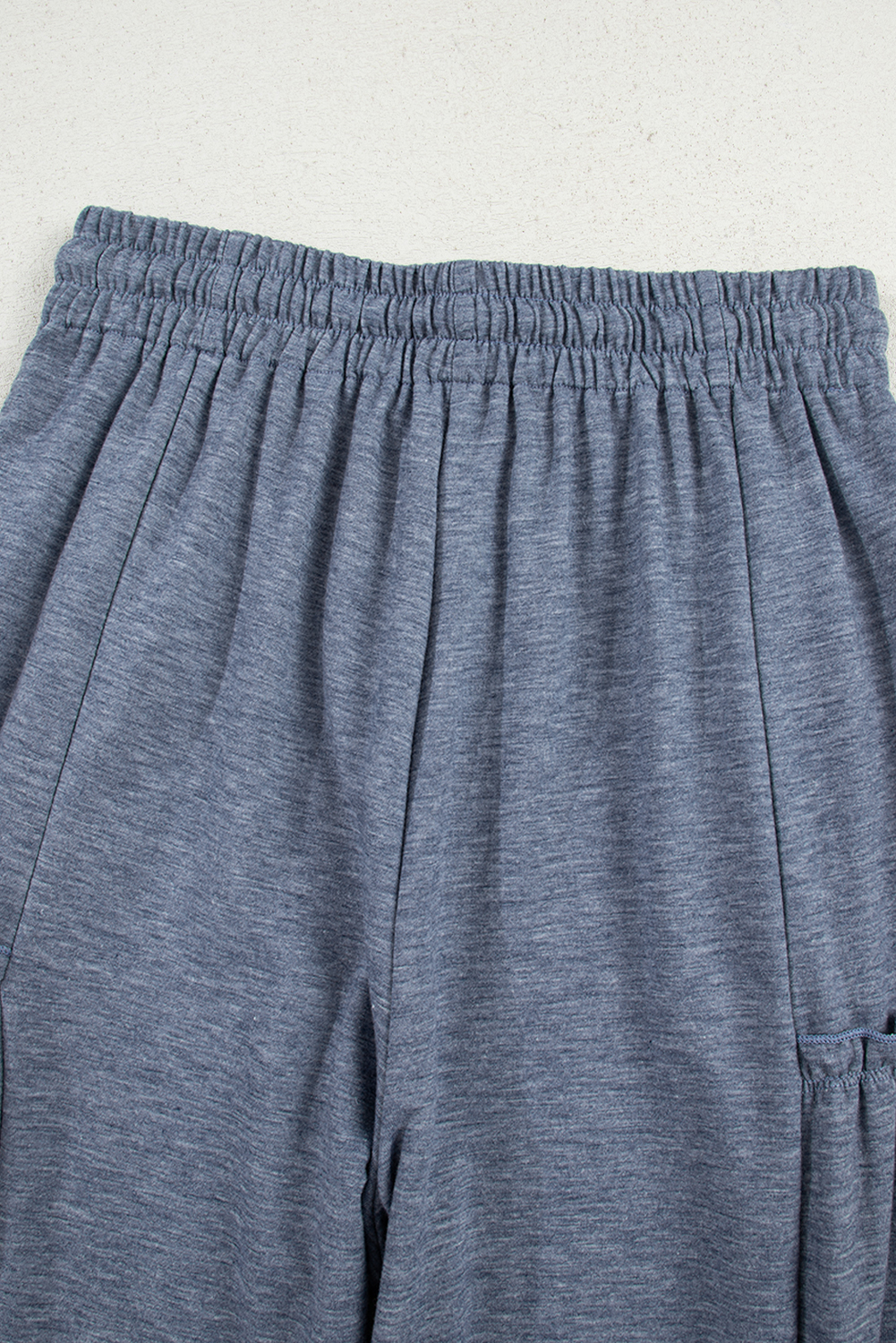 Frilled Detail Wide Leg Drawstring Elastic Waistband Pants