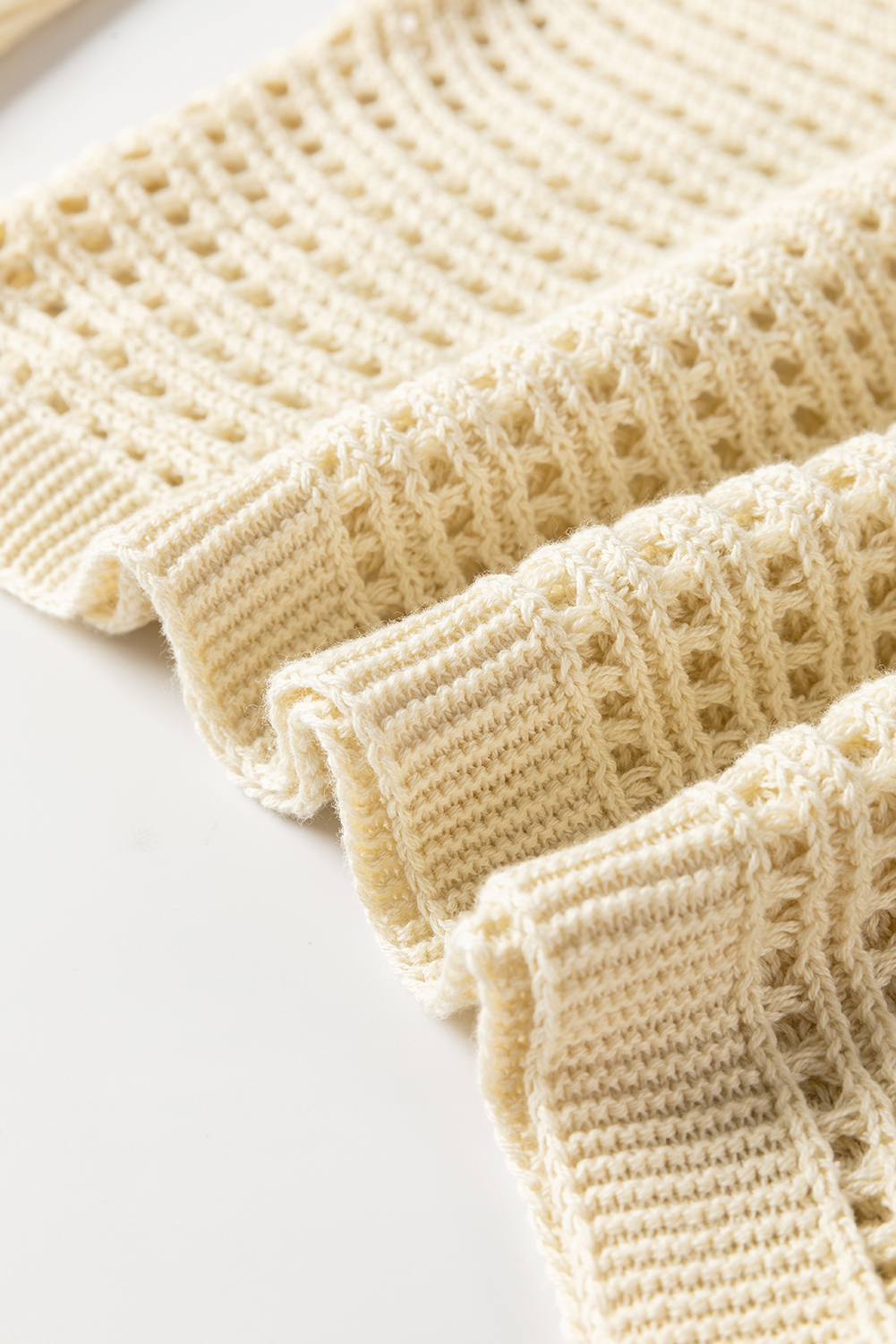 Apricot Open Knit Bracelet Sleeve Sweater