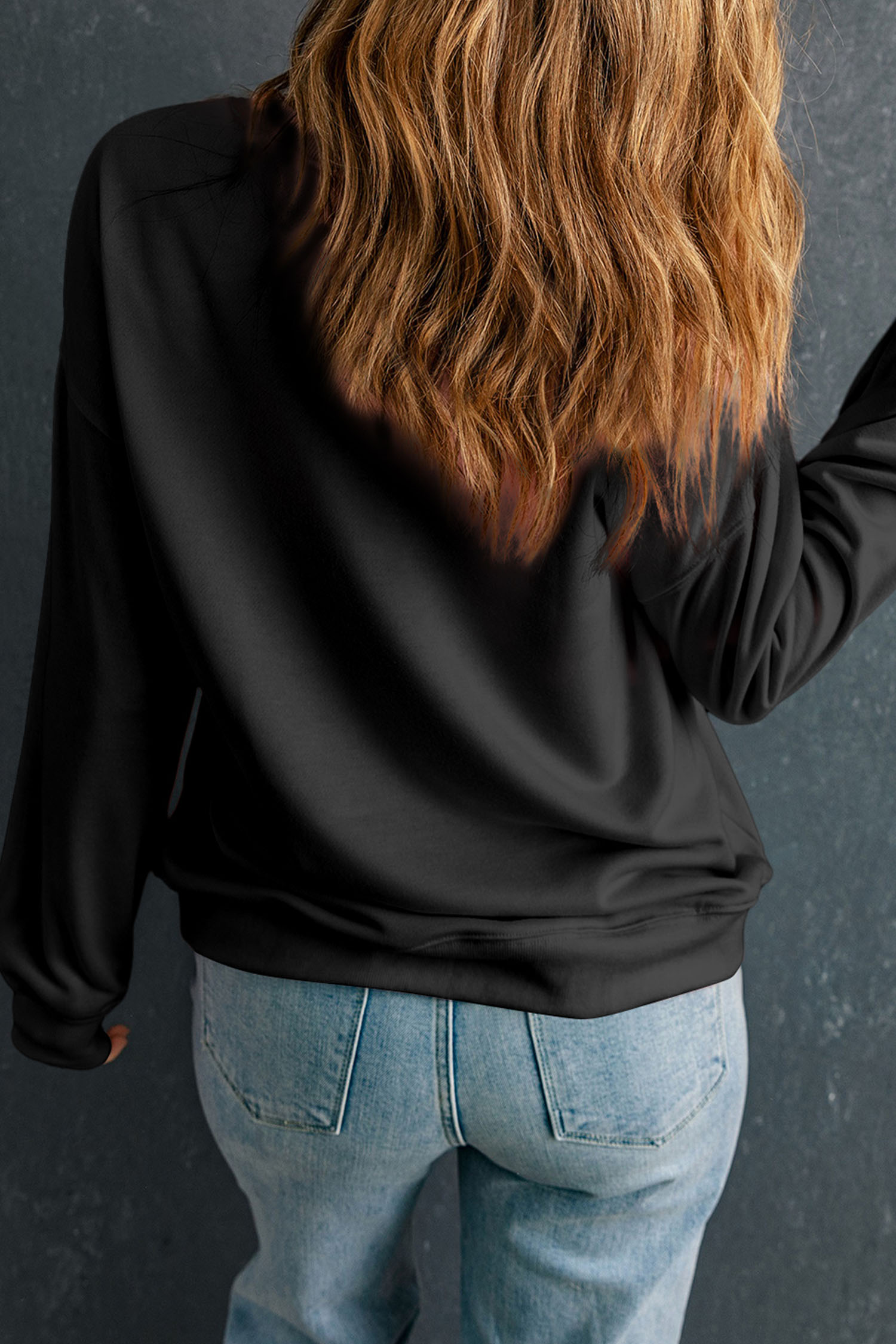 Black GAME DAY Embroidered Graphic Casual Pullover Sweatshirt