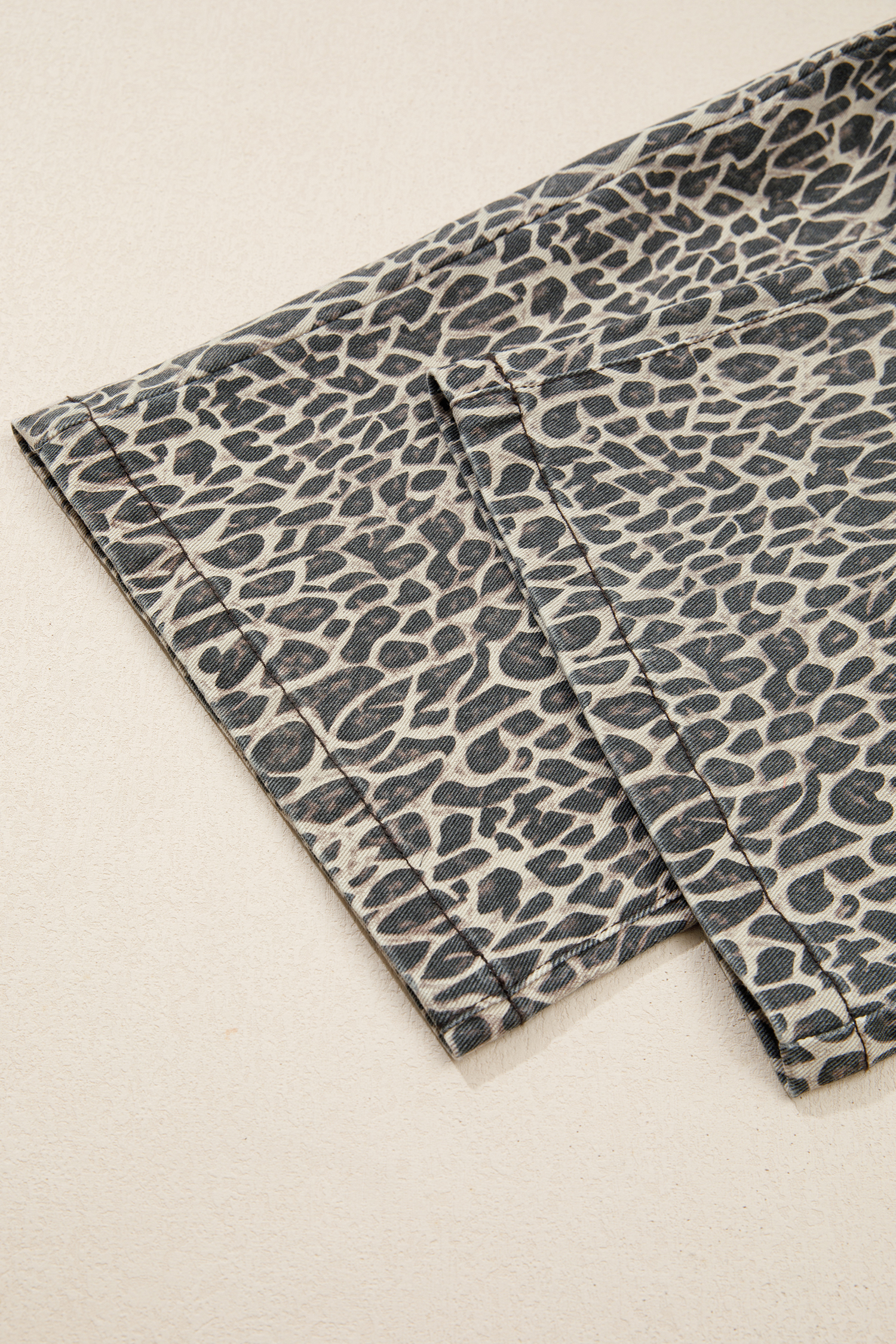 Brown  Leopard Print Straight Leg Loose Denim Overall Jumpsuit