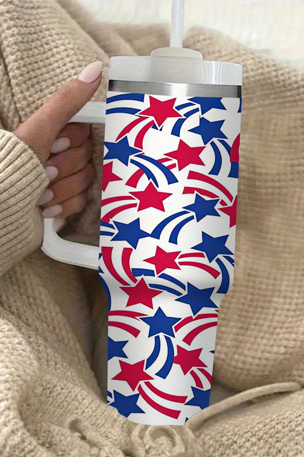 White American Stars Print Large Tumbler 40oz