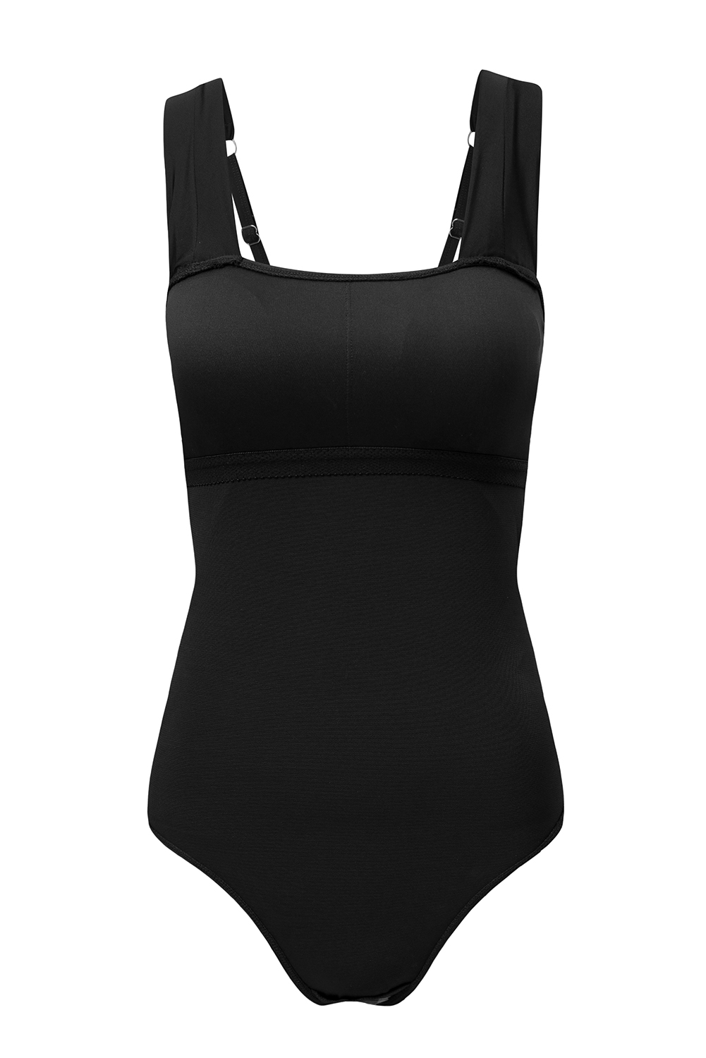 Black Square Neck Ruched Tommy Control One Piece Swimsuit