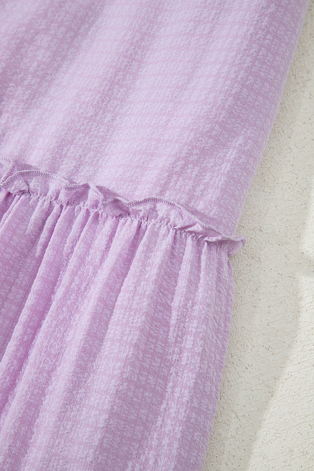 Sky Blue Ruffled Flutter Sleeve Square Neck Textured Tiered Maxi Dress